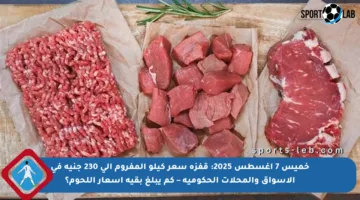 خميس 7 أغسطس 2025: قفزة سعر كيلو المفروم إلى 230 جنيه في الأسواق والمحلات الحكومية – كم يبلغ بقية أسعار اللحوم؟